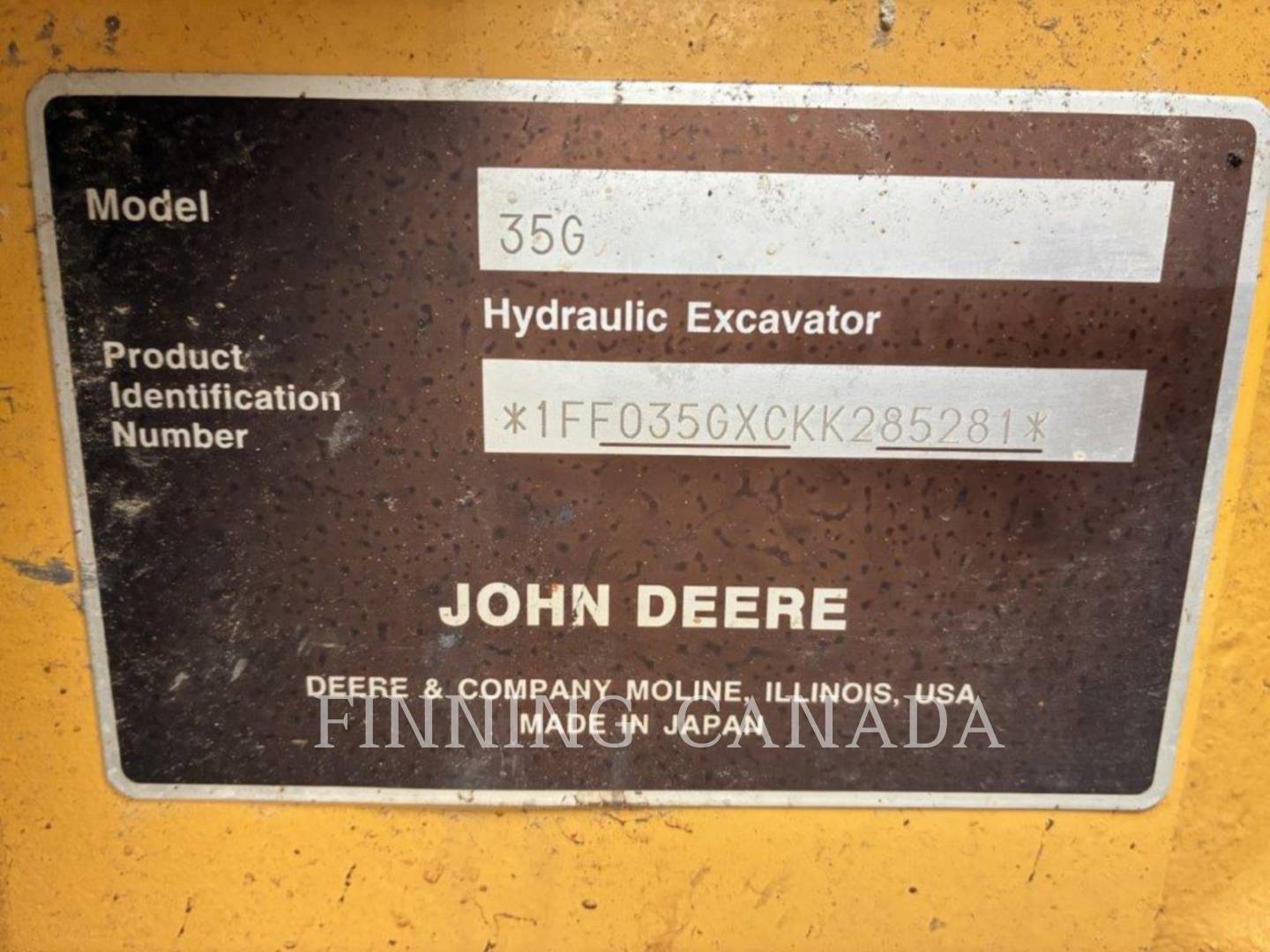 John Deere 35G, Crawler Excavator, 1394 hours, S/N: 1FF035GXCKK285281, 2019 - Image 6
