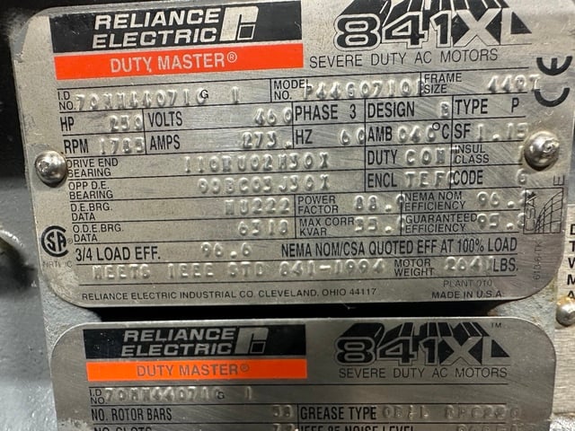 250 HP 1800 RPM Master Duty Master 841 XL, Frame 449T, TEFC, MODEL: P 4 4 G 0 7 1 0 B, 460 Volts - Image 7