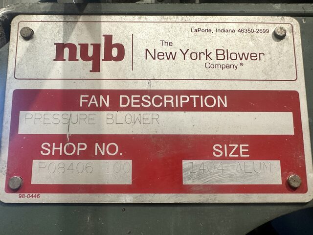 New York Blower, pressure blower size 1404, aluminum wheel, 2 HP New York Blower motor, 3470 RPM - Image 4