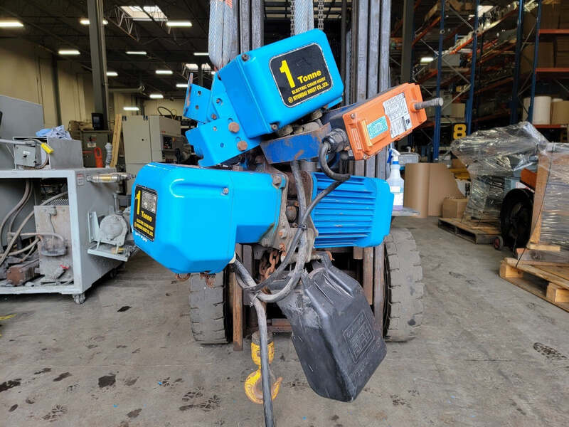 1 Ton, Hyundai #HT-D100, Electric Chain Hoist w/Motor-Driven Trolley, dual speed, 13.1' lift, 21.3/10.6 FPM - Image 1