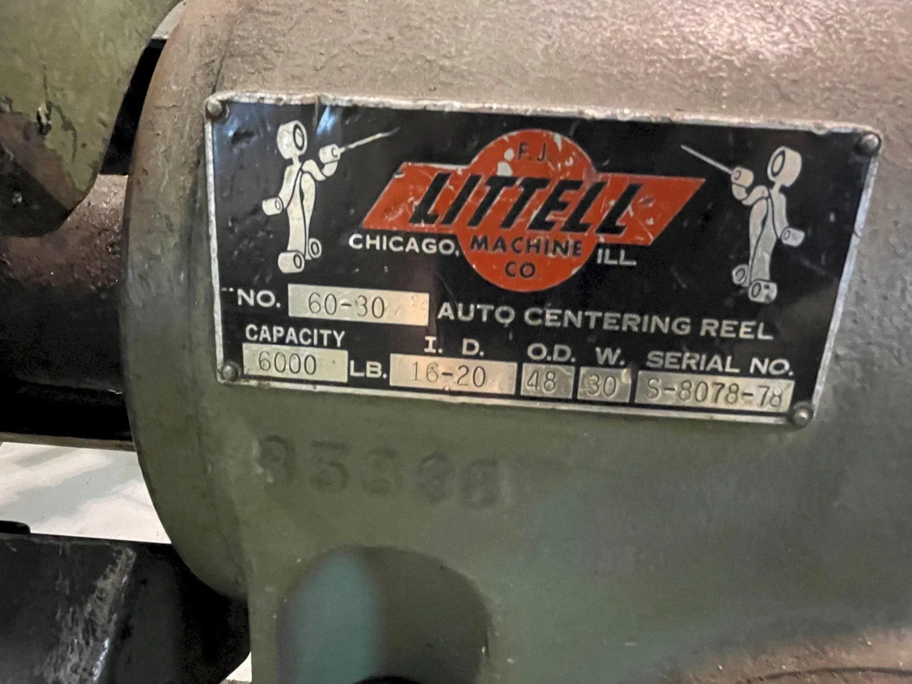 6000 lb. Littell #60-30, pull off coil reel, 30" width, 48" outside dimensions, 16"-20" expansion range - Image 3