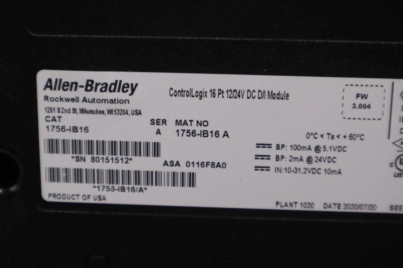Allen-Bradley Bradley 1756-IB16 Ser A ControlLogix Input Module STOCK 1393CC - Image 2