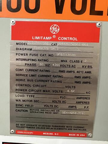 General Electric Limitamp Control 4160 Starter and Cabinet MODEL IC1074A106C TWO AVAILABLE - Image 4