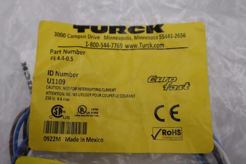 NEW Turck Cable FS 4.4-0.5 U1109 STOCK H1611A - Image 2