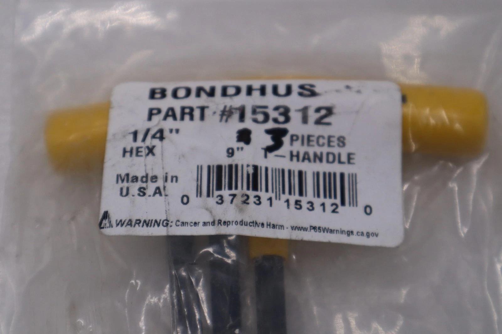 LOT OF 3 - Bondhus 15312 1/4" Hex Tip T-Handle with ProGuard Finish STOCK H1152A - Image 1