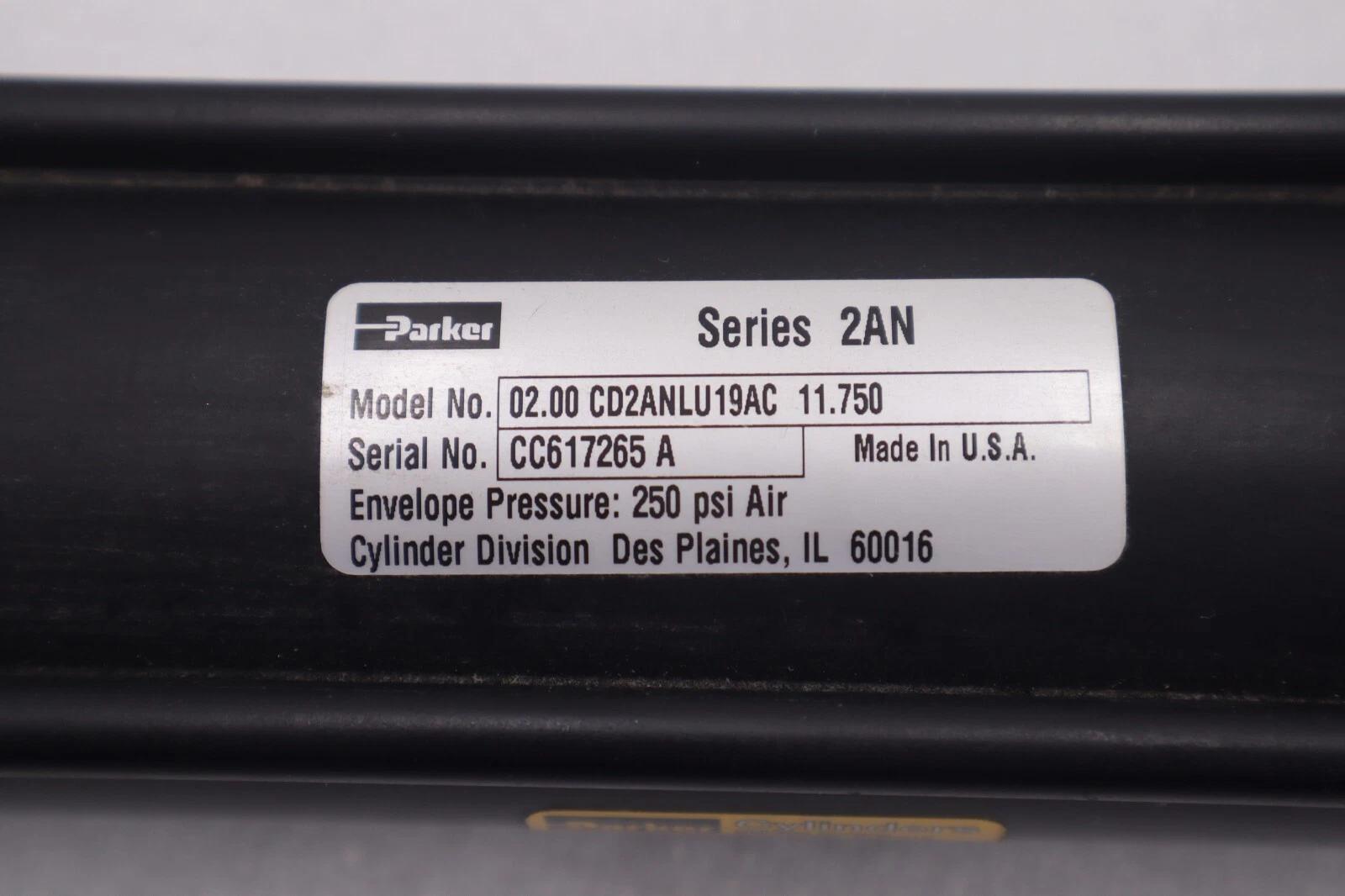 Parker 02.00 cd2anlu19ac 11.750 Double Acting Pneumatic Cylinder 250psi 2518 - Image 2