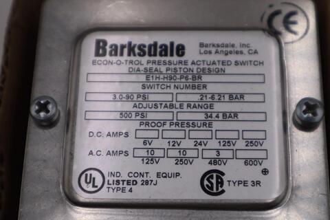 NEW OPEN BOX Barksdale E1H-H90-P6-BR PRESSURE SWITCH STOCK 1884CC - Image 3
