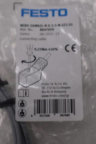 NEW Festo NEBV-Z4WA2L-R-E-2.5-N-LE2-S1/ 8047679 Connecting Cable STOCK H1576A - Image 2