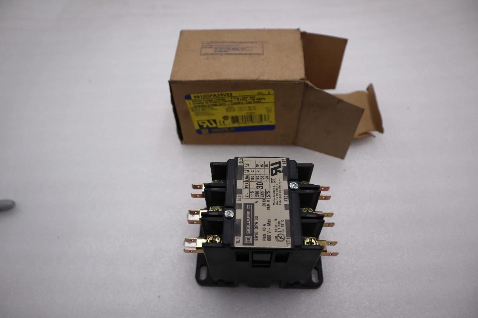 NEW Square D 8910DPA33V02 Definite Purpose Contactor 3 Pole Open STOCK H890A 785901073536 - Image 1