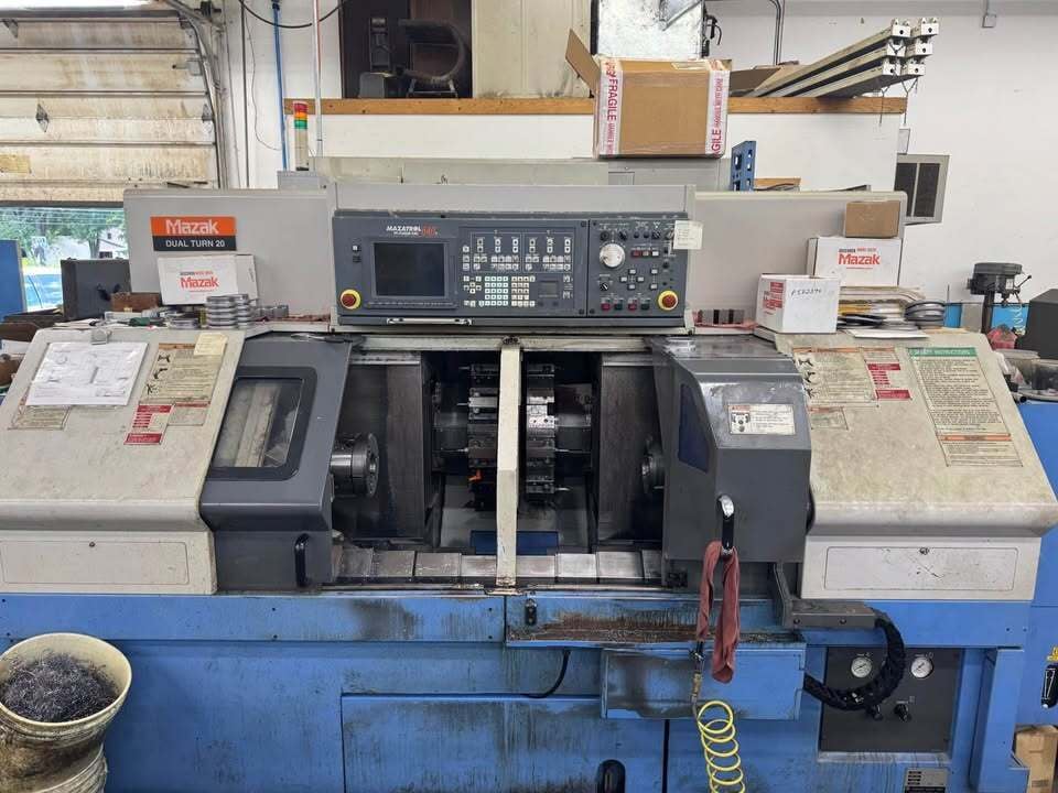 Mazak #Dual-Turn-20, CNC Lathe, 12.6" swing, 12.6" turning diameter, 49.21" machining length, 8" chuck, 2" - Image 1