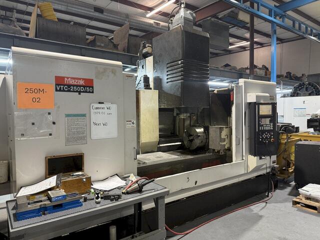Mazak #VTC-250D/50, CNC Vertical Machining Center, 4-Axis, 69.3" X, 25" Y, 25.6" Z, 25" x 82.7" Table, 30 HP - Image 1