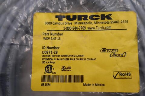 Turck WKV 4.4T-15 Eurofast Cordset U0971-29 STOCK L-154-A - Image 2