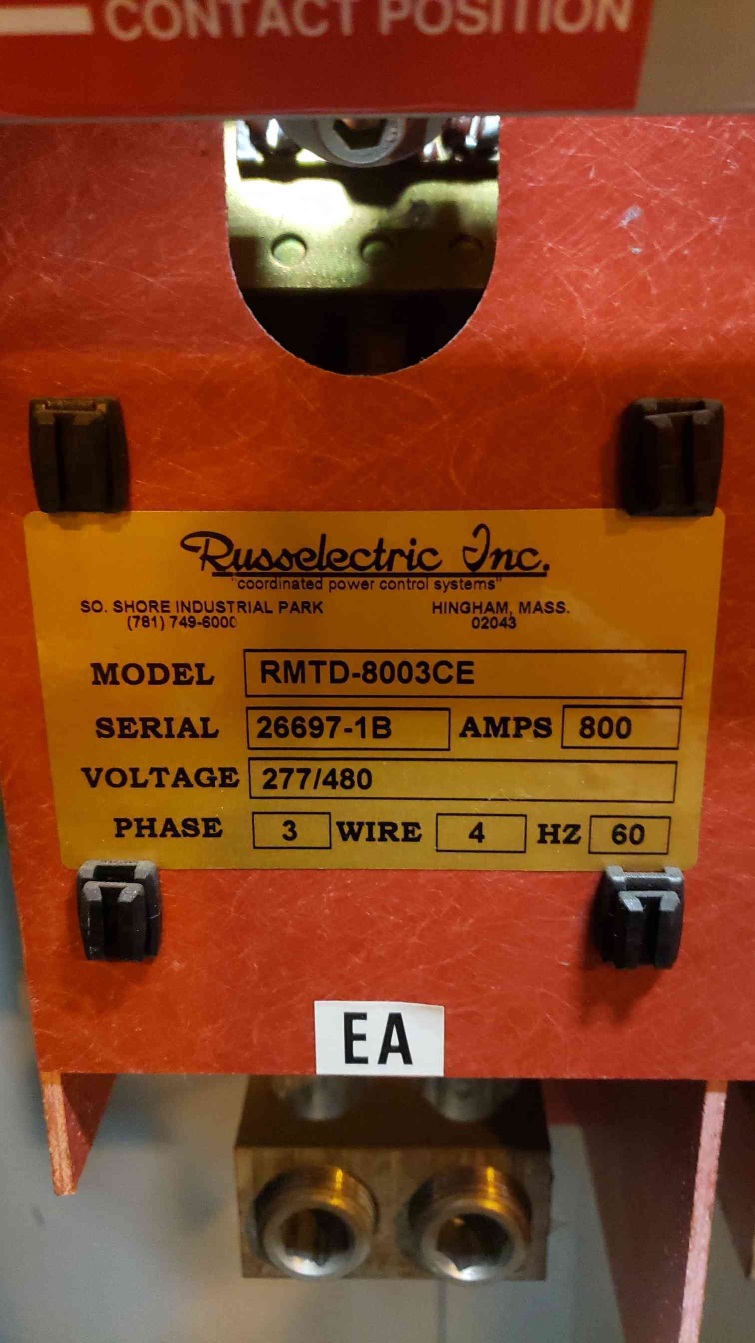 800 Amp. Russelectric #RMTD-8003CE, automatic transfer switch, 277/480 Volts, 3PH - Image 4