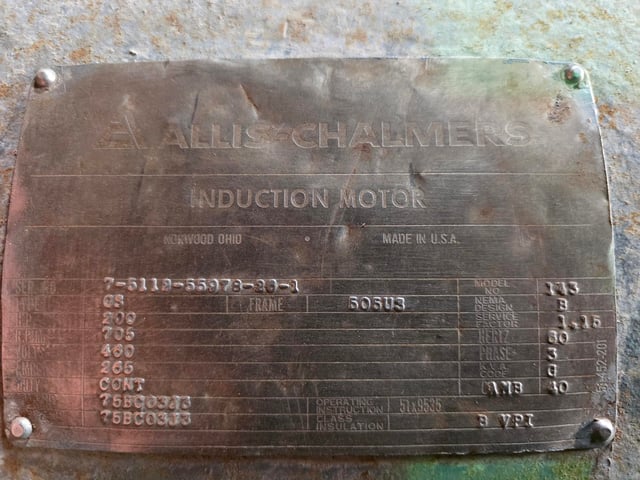 200 HP 720 RPM Allis-chalmers, Frame 505US, Drip-Proof Ball Bearing, 460 Volts - Image 3
