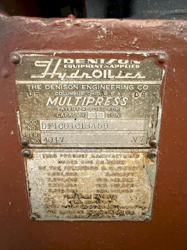 4 Ton, Denison #Multipress, hydraulic press, 7" stroke, 10" x 20" bed - Image 8