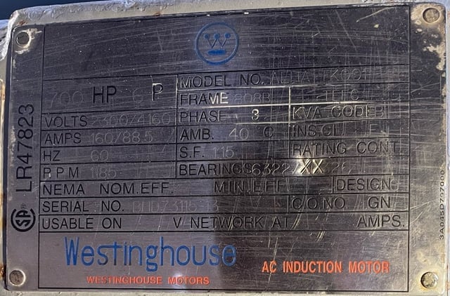 700 HP 1200 RPM Westinghouse, Frame 6808B, TEFC BB, 2300/4160 Volts - Image 6