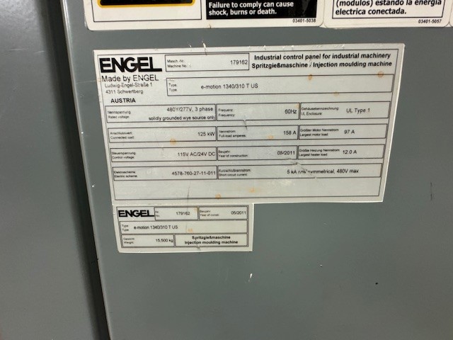 310 Ton, 21.21 oz., Engel #Emotion-1340/310, injection molding machine, 55mm screw, 2011 - Image 6