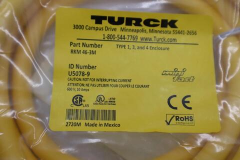 NEW Turck RSM RKM 46-3M 4 PIN PATCH CABLE STOCK G716 - Image 2