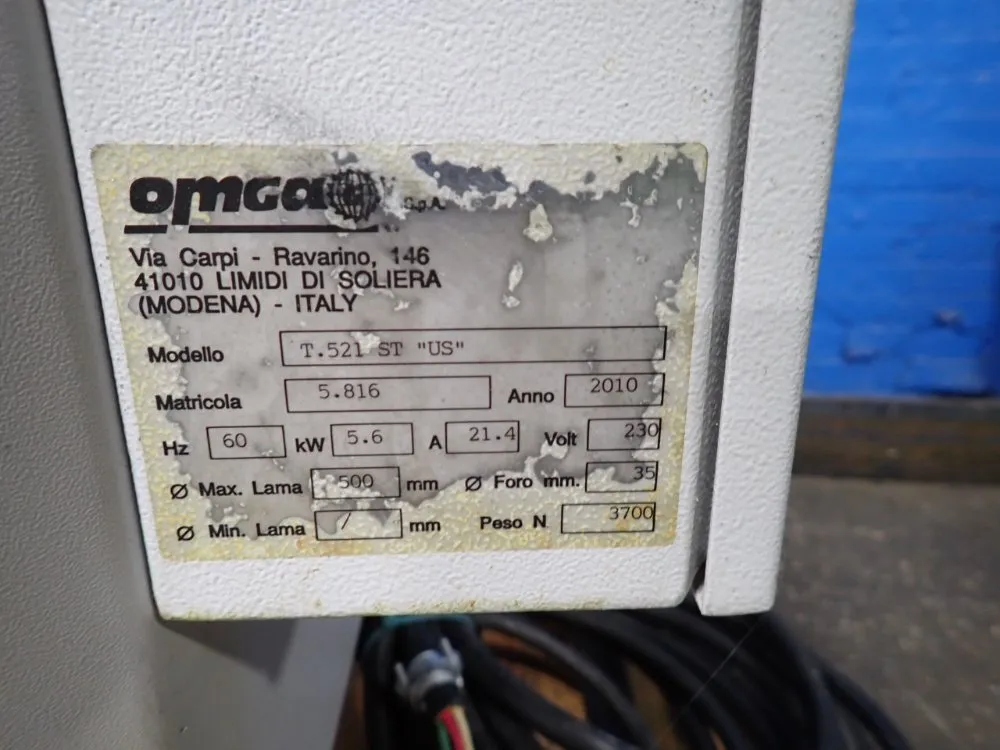 Omga #T.521ST-US, Fine Positioner Table Saw, 21.4 amps, 5.6 KW, 230 Volts, 2010 - Image 6