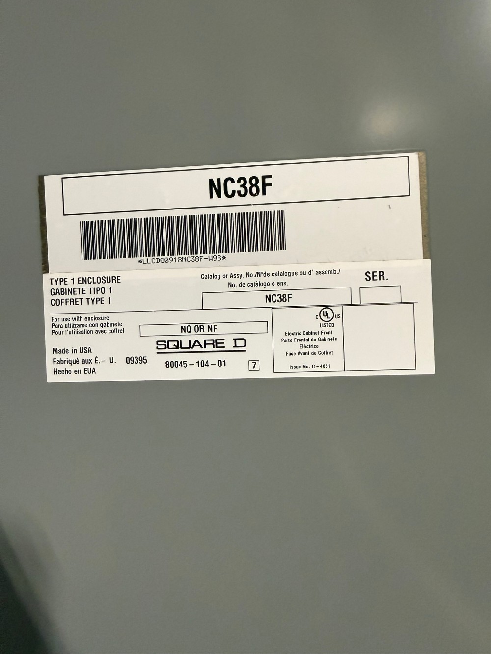 225 Amp. Square D, NC38F, Type 1 Enclosure, 3-Phase, 4-Wire, 120/208Y Volts w/ misc. breakers - Image 3