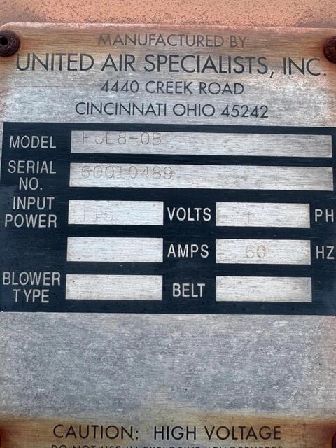 800-900 cfm United Air Specialists #FJL8-0B, 8-Cartridge Dust Collector, 175 Volts, 1PH - Image 4