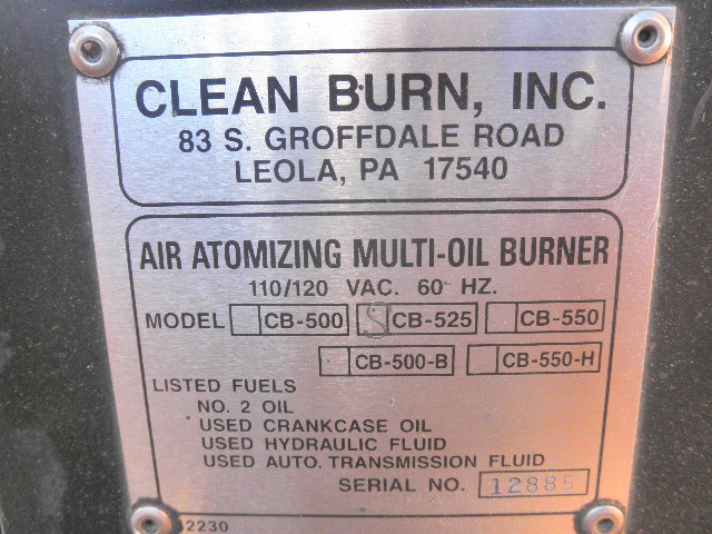 Clean Burn #CB-500, air atomizing multi-oil burner - Image 5