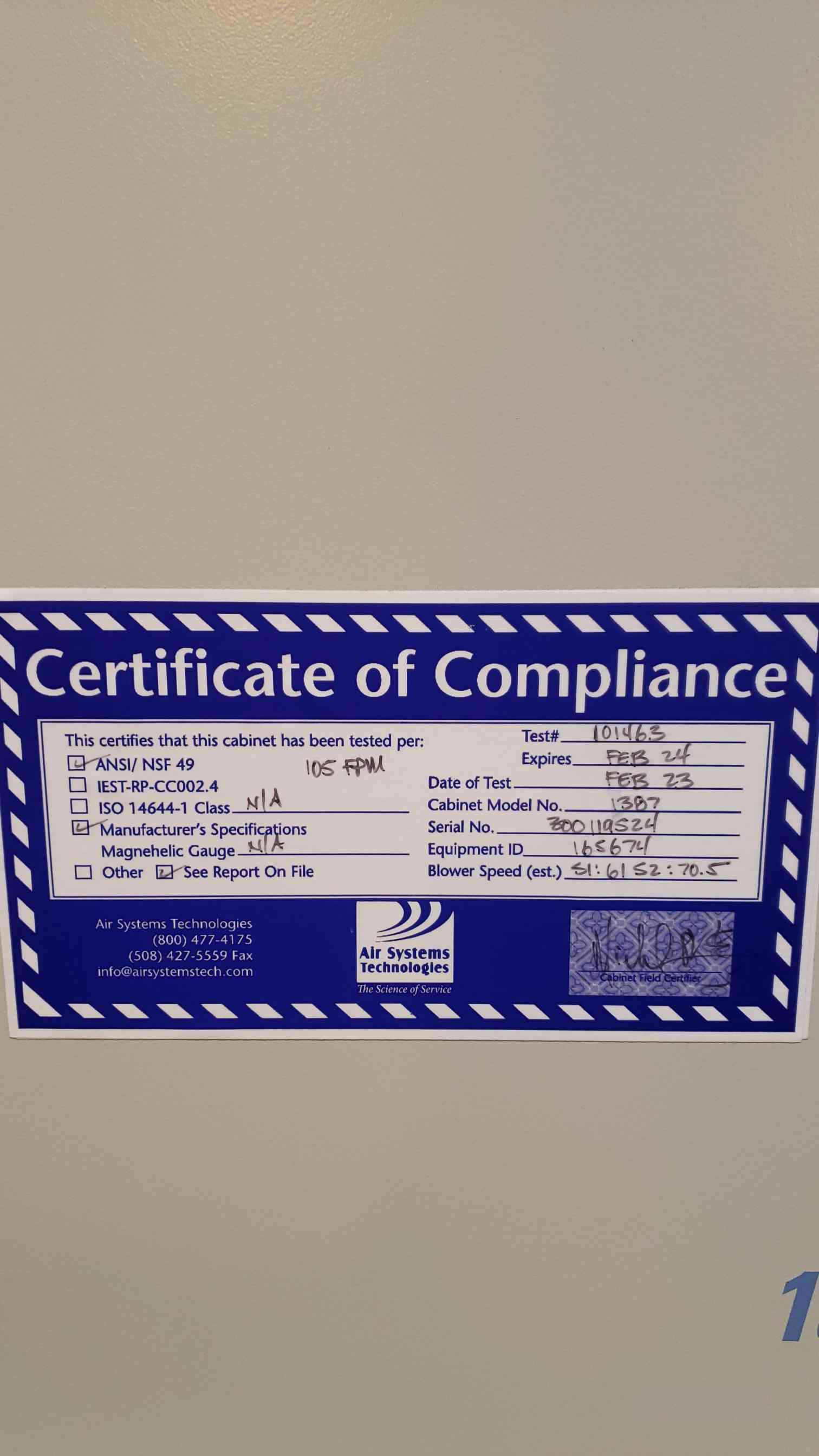 Thermo Scientific #1387, BioSafety Cabinet, Type A2, - Image 4