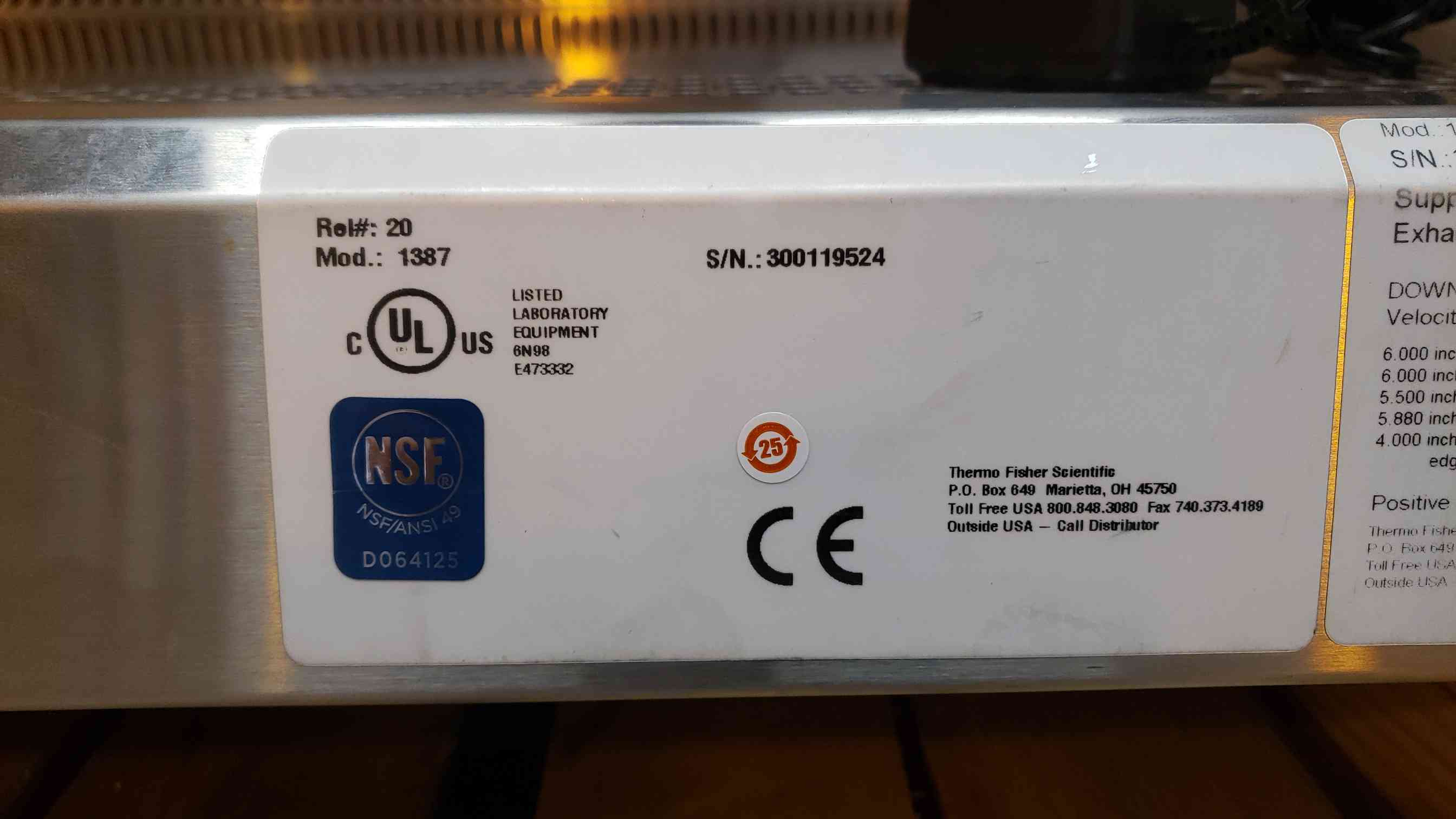 Thermo Scientific #1387, BioSafety Cabinet, Type A2, - Image 6