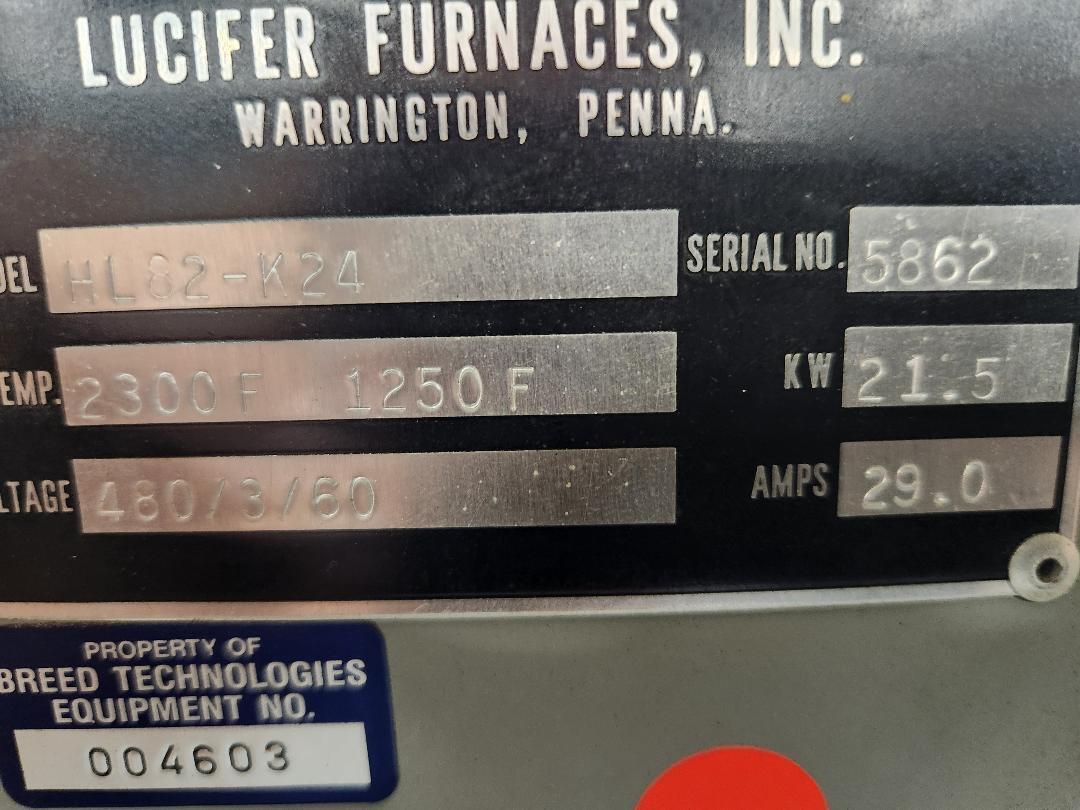 12" width x 12" H x 24" D Lucifer #HL82-K24, dual chamber heat treat/draw furnace, 2300°F, Honeywell Control - Image 10