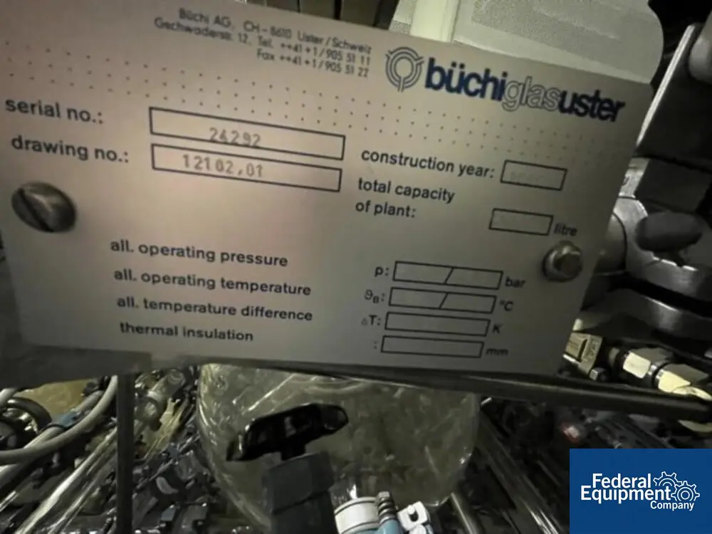 107/107 Liter Buchi, Kilo Lab Reactor Train System, Glass Lined, variable speed, 1999 - Image 2