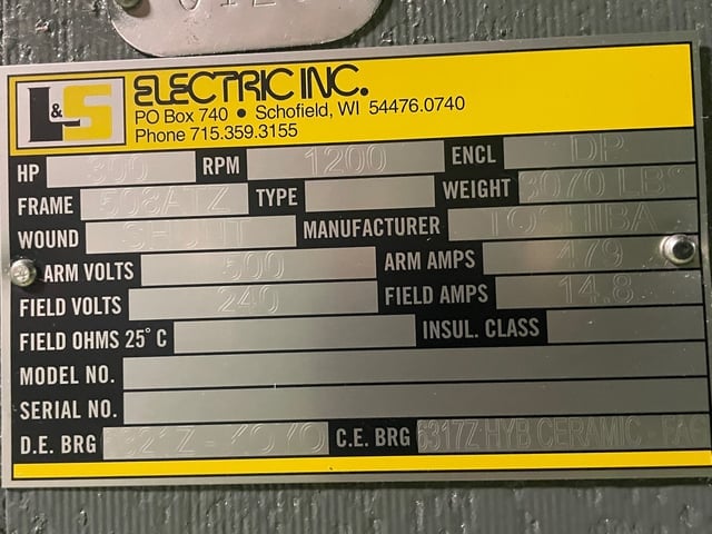 300 HP 1200 RPM Toshiba, Frame 508ATZ, DPFVBB, 500 VA, 240 VF - Image 3