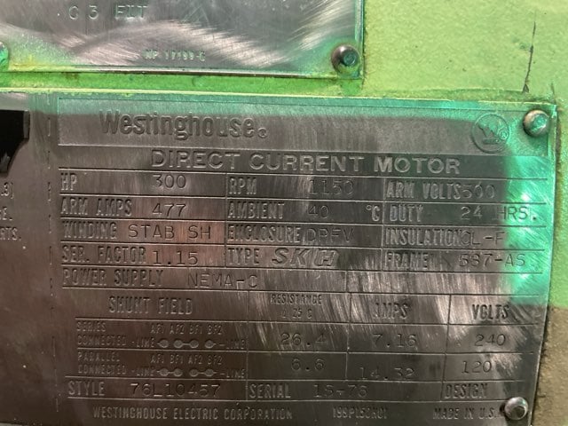300 HP 1200 RPM Westinghouse, Frame 587AS, DPFVBB, 500 VA, 240/120 VF - Image 3