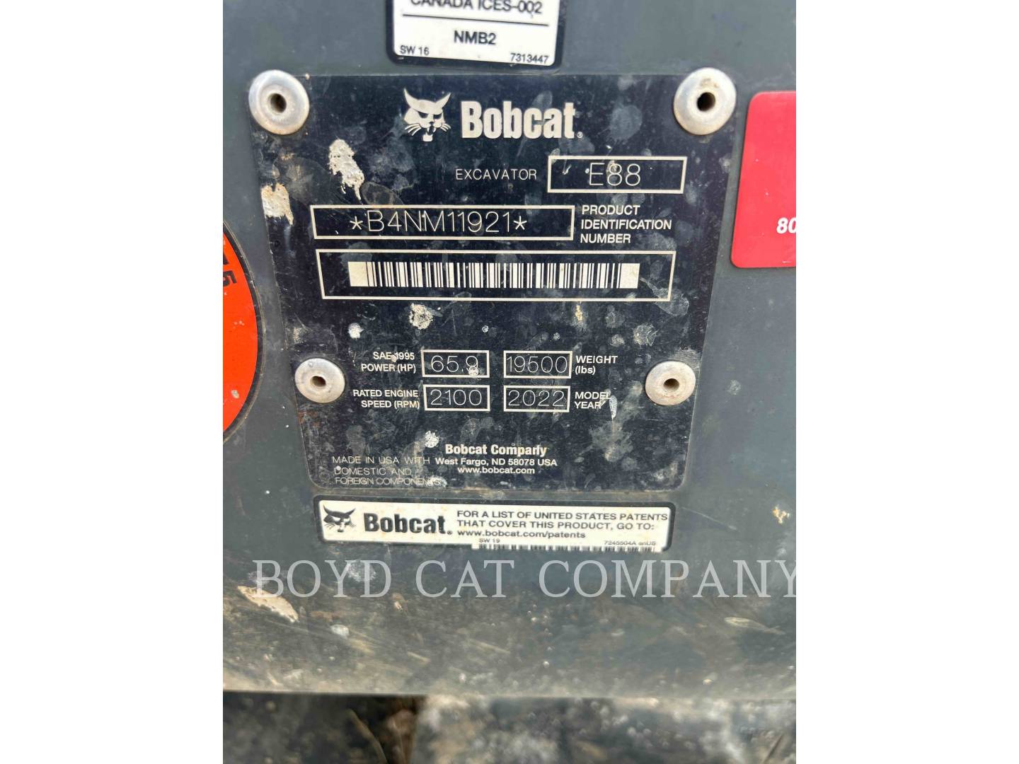 Bobcat E88, Excavator, 1639 hours, S/N: B4NM11921, 2022 - Image 6