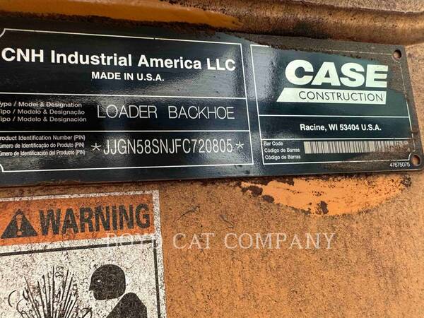 Case 580 SUPER N, Backhoe Loader, 2982 hours, S/N: JJGN58SNJFC720805, 2016 - Image 6