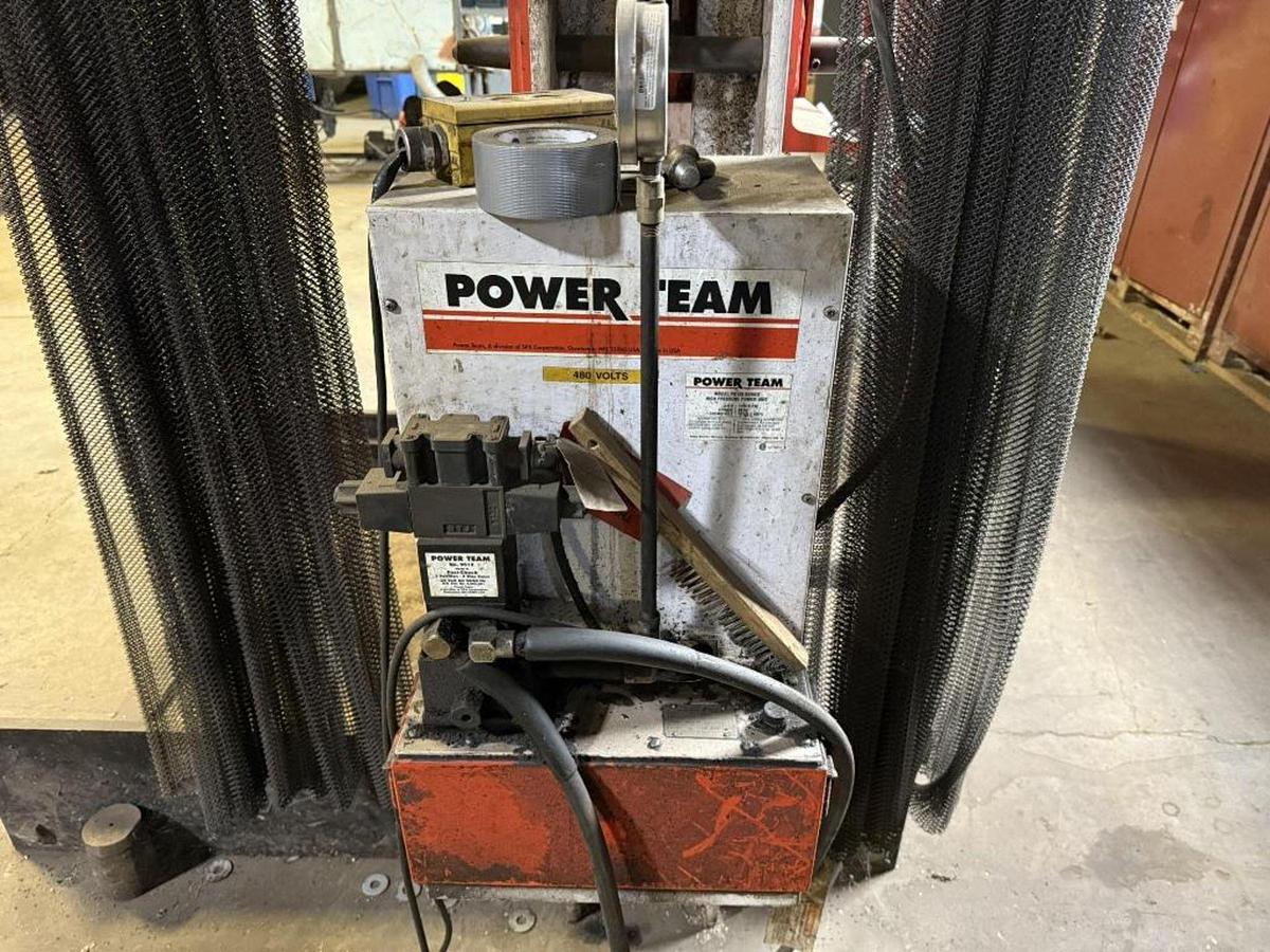80/100 Ton, Power Team, H-frame hydraulic shop press, roll bed press, foot treadle activated - Image 4