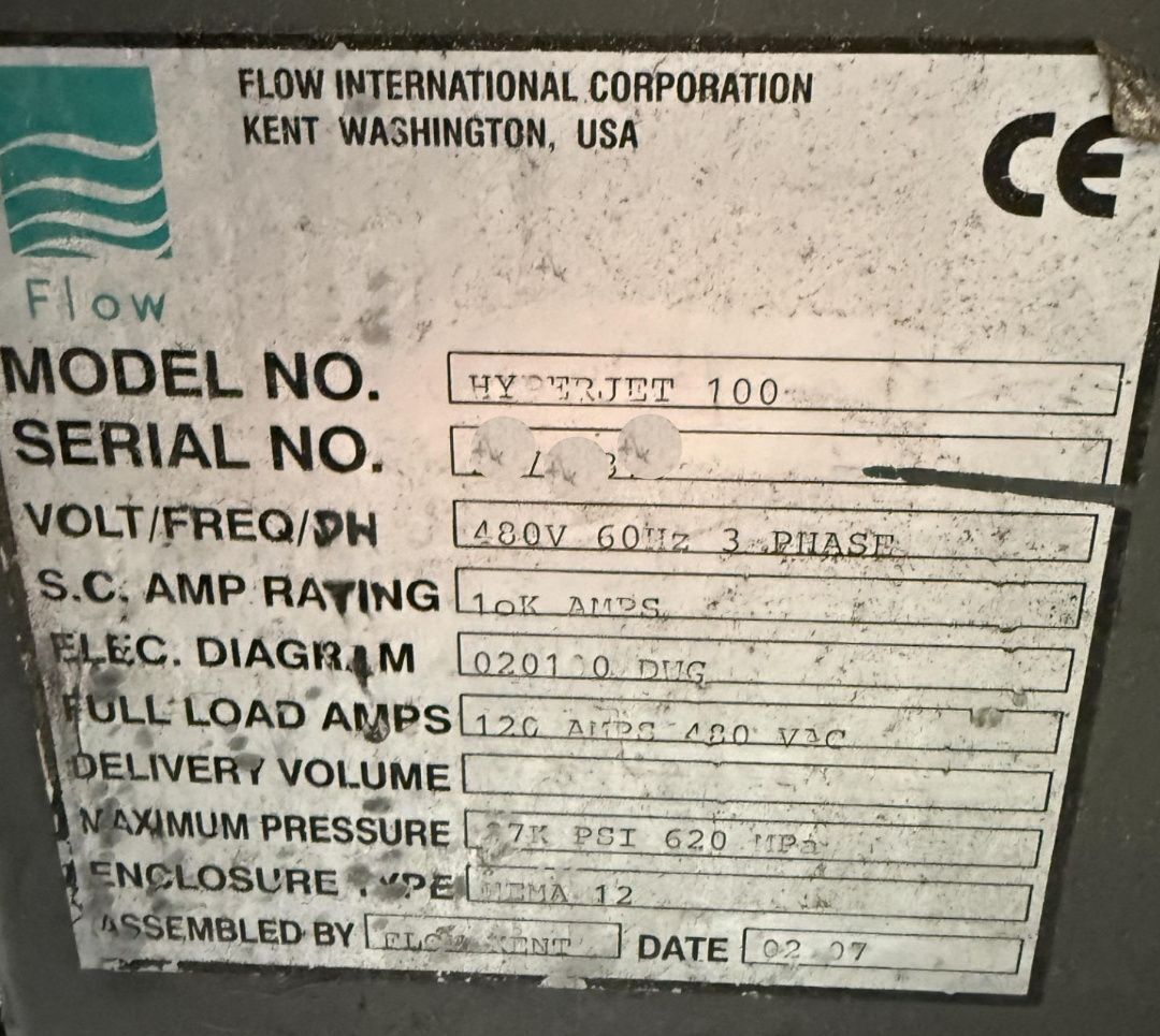Flow #Mach-3-4020B, CNC waterjet, 5-Axis Dynamic taper compensating head, 100 HP, 87000 psi, 2014 - Image 10