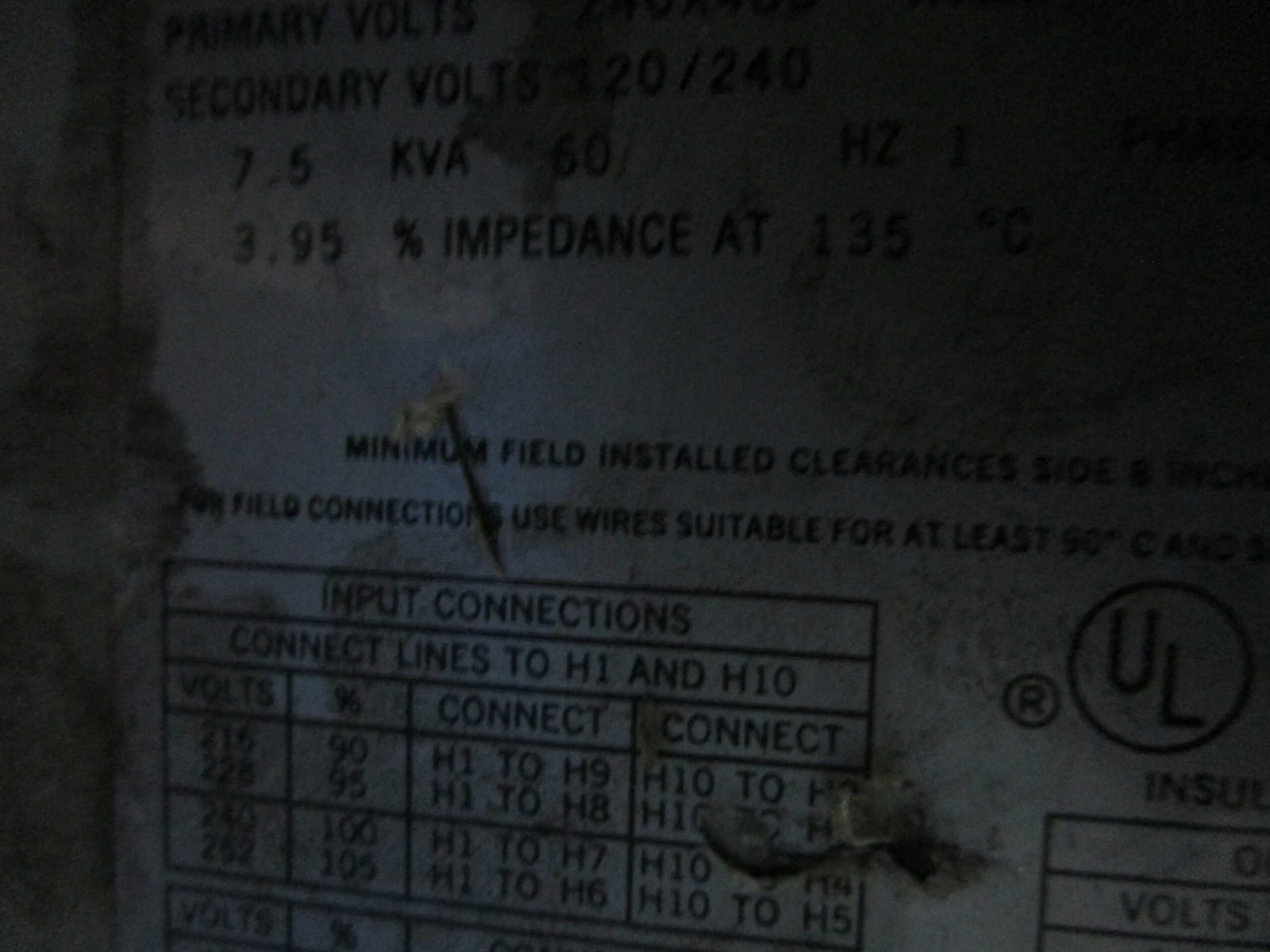 7.5 KVA 240x480 Primary, 120/240 Secondary, Acme Transformer T-2-53515-35, general purpose transformer - Image 3