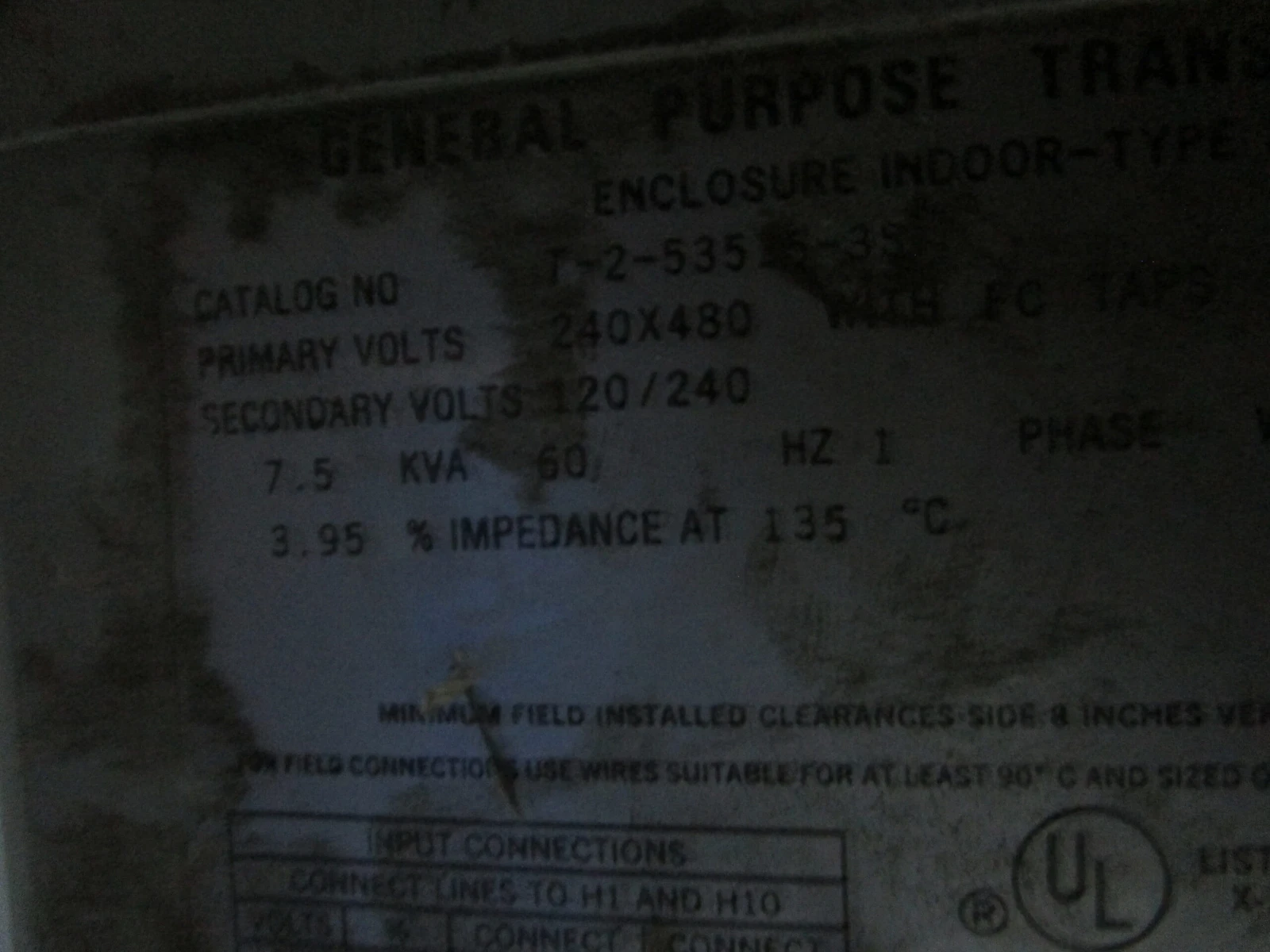 7.5 KVA 240x480 Primary, 120/240 Secondary, Acme Transformer T-2-53515-35, general purpose transformer - Image 10