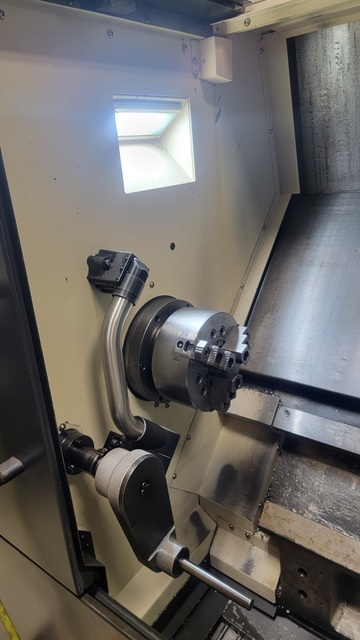 Hyundai Wia #HD2200, 2-Axis CNC Lathe, 22.2" machining length, 15" turning diameter, 8" chuck, chip conveyor - Image 5