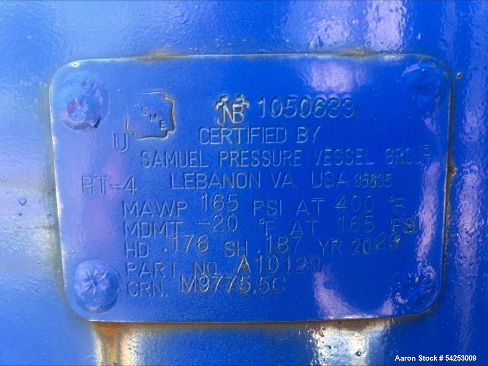 Samuel Pressure Vessel Group, Air Receiver Tank, vertical ASME-code, 165 PSI at 400F, elliptical top & - Image 2
