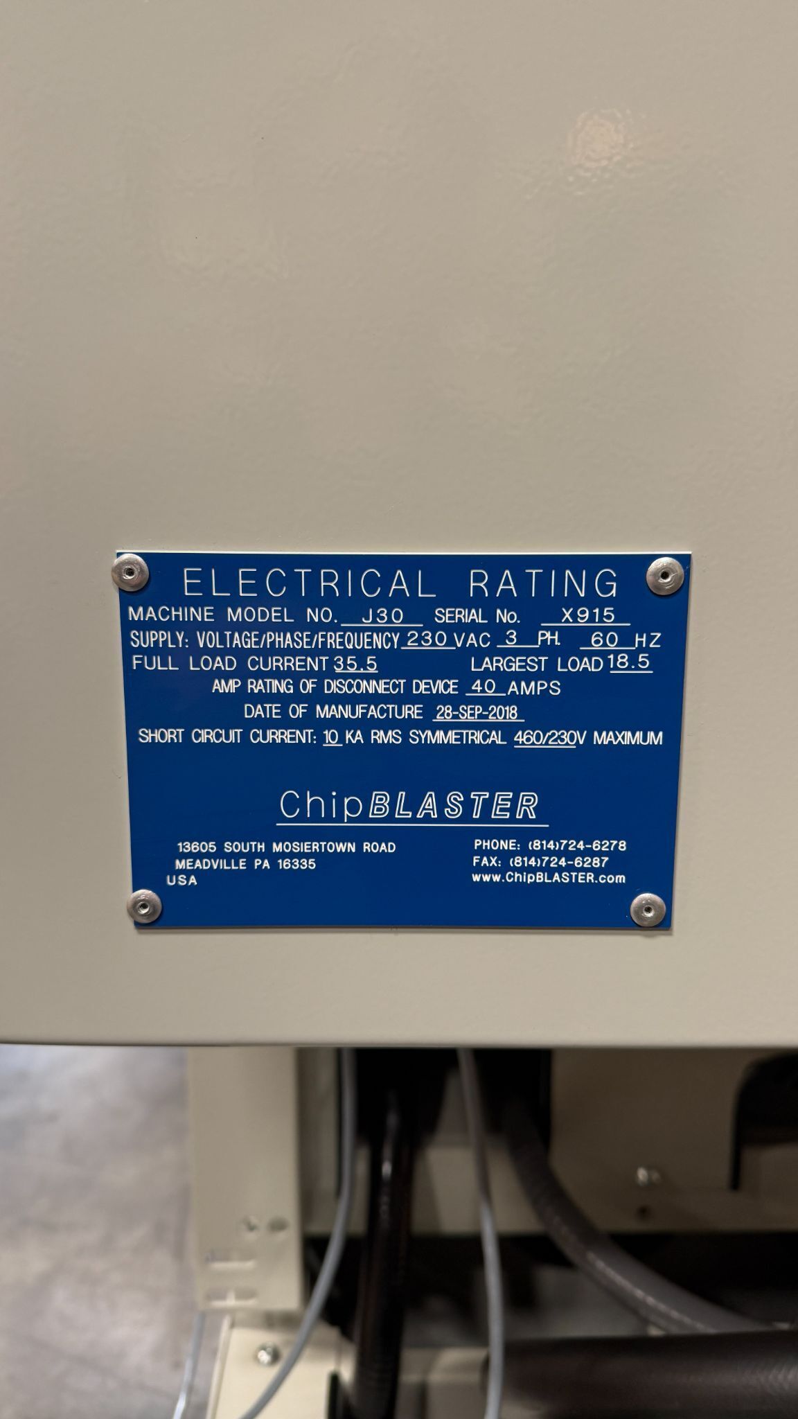 Chipblaster #J30, high pressure coolant system, 1000 psi, 2018 - Image 7