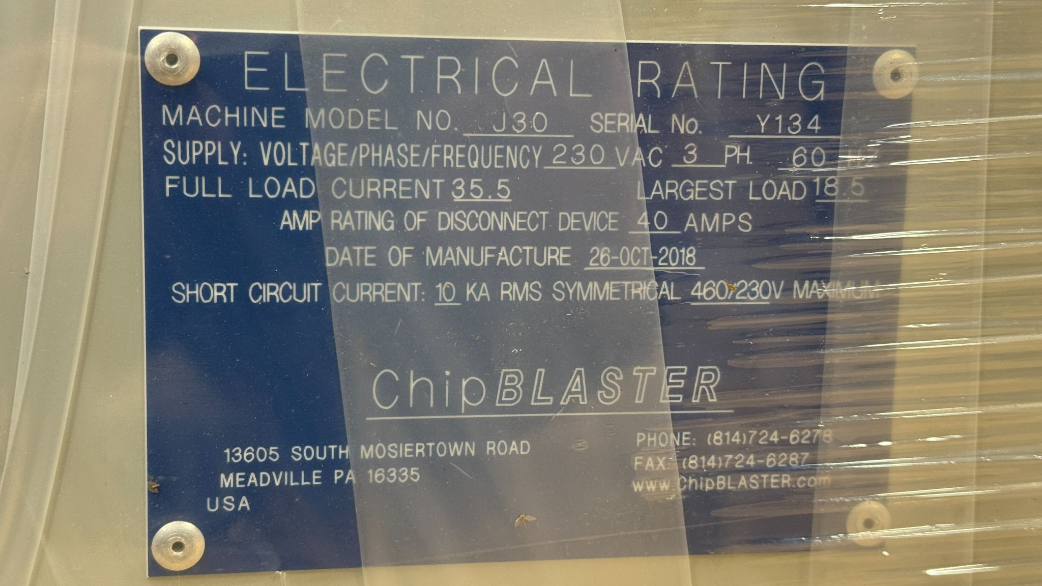 Chipblaster #J30, high pressure coolant system, 1000 psi, 2018 - Image 8