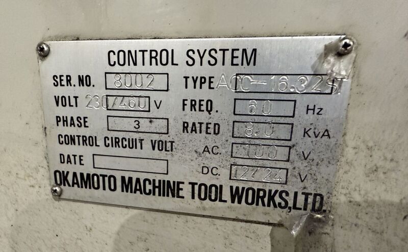 16" x 32" Okamoto #ACC-16.32ST, 3-Axis saddle type horizontal spindle surface grinder, electromagnetic chuck - Image 8