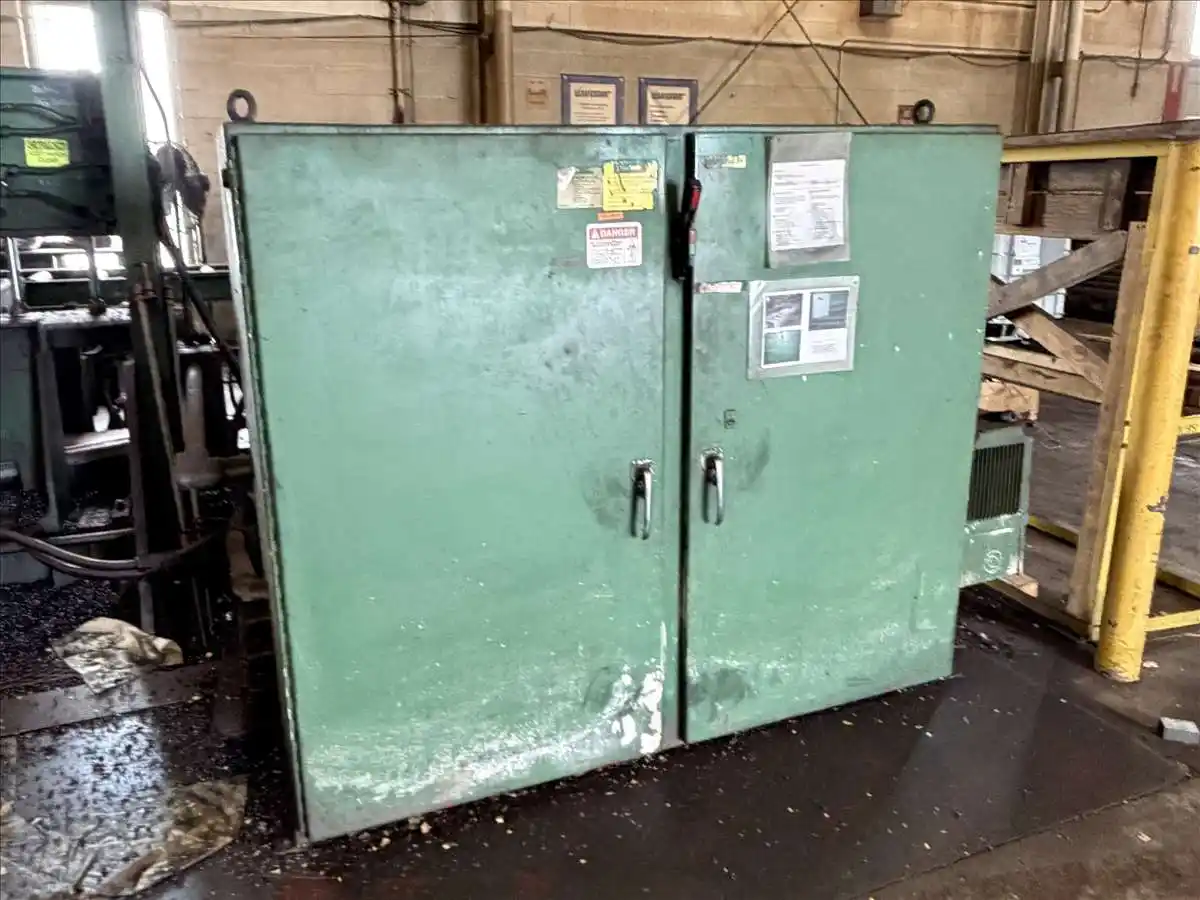Oliver #879, plate saw, 154" btwn housing, 23" blade, 72" gauge table, 72" front support table, chip - Image 9