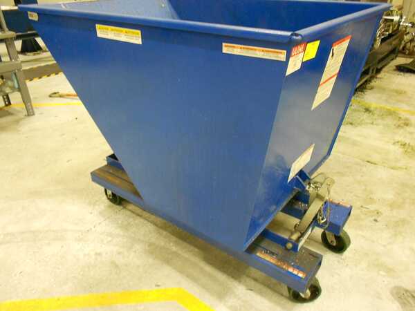 ULine #H-6755, 1 yard self duty dumping hopper with wheels, 4000 lb. capacity - Image 1