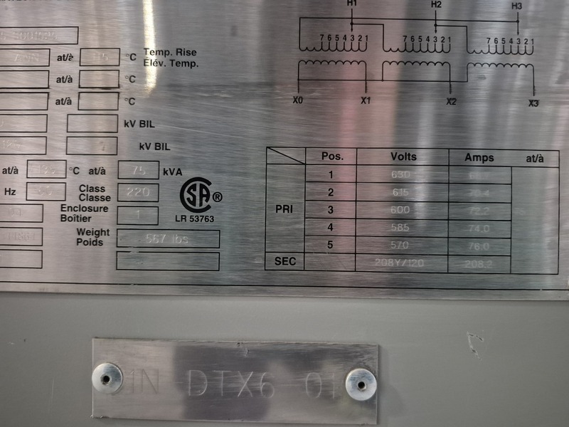 75 KVA 600 Primary, 208Y/120 Secondary, Delta EVI #CDTC0075-S001525, Dry Type Distribution Transformer, Nema - Image 4