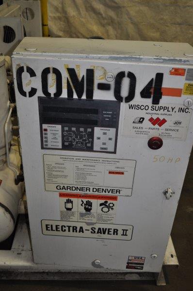 50 HP Gardner Denver #EBH99G, rotary screw / sliding vane air compressor, 125 psig, Electra Saver II, air - Image 6
