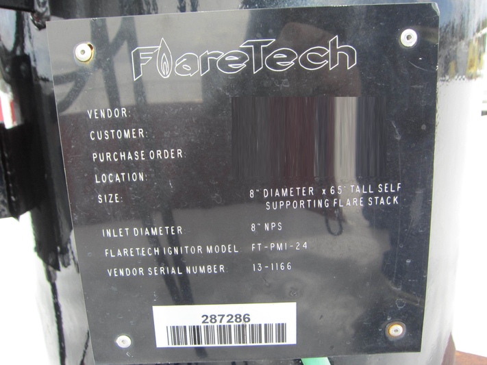 8" x 65' FlareTech, self supported flare stack, 2013 - Image 3