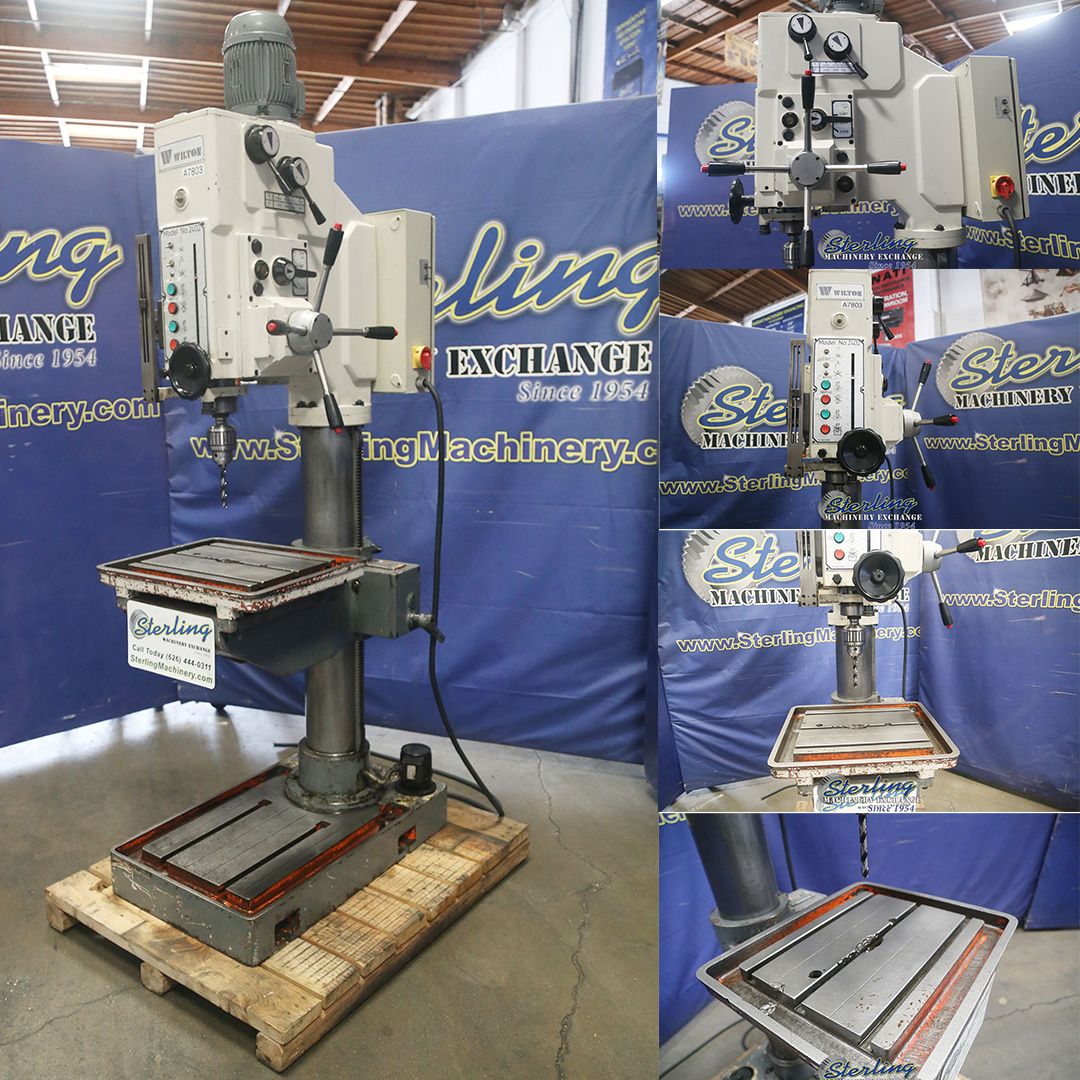20" Wilton #2402, geared head hvy-duty variable speed floor drill press, #4MT, electromagnetic chuck, coolant - Image 1