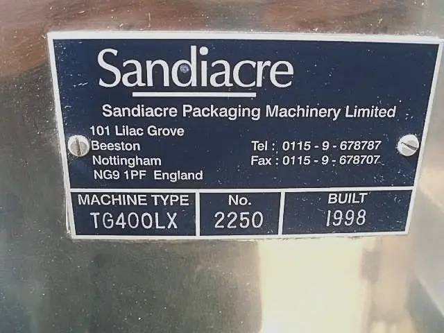 Sandiacre Packaging Machinery Ltd. #TG400LX, single tube intermittent motion bag filler and sea, 6' 10" - Image 6